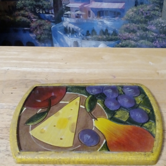 VTG International Heartland Serving 🍇 Platter&1 Clay Art Cheese Cutting Board. - Picture 8 of 16